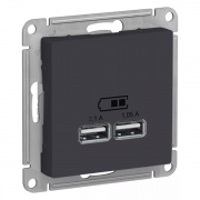 Зарядка USB  5В, 1 порт x 2,1 А, 2 порта х 1,05 А SE AtlasDesign, карбон