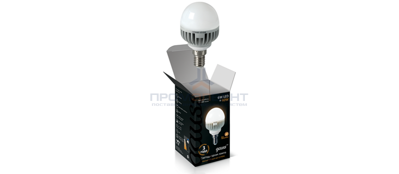 Лампа Gauss LED Globe 6W E14 2700K 1/10/100