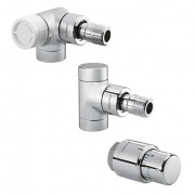 Присоединительный набор угловой трехосевой Oventrop E (левое подключение, цвет хром)