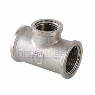 Тройник переходной резьбовой VALTEC VTr.750 - 3/4" x 1/2" x 3/4" (ВР/ВР/ВР, латунь никелированная)