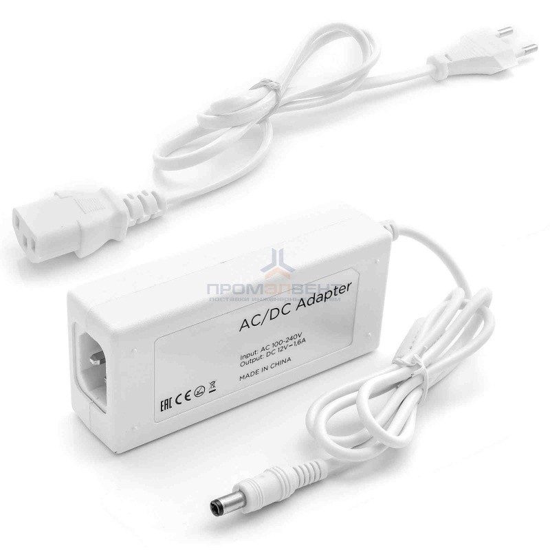 PS3-43 Блок Питания(Адаптер) 12В, 20 Вт, IP44, 1,6 А, разъем 2,5*5,5мм, пластик, 90*50*30 мм