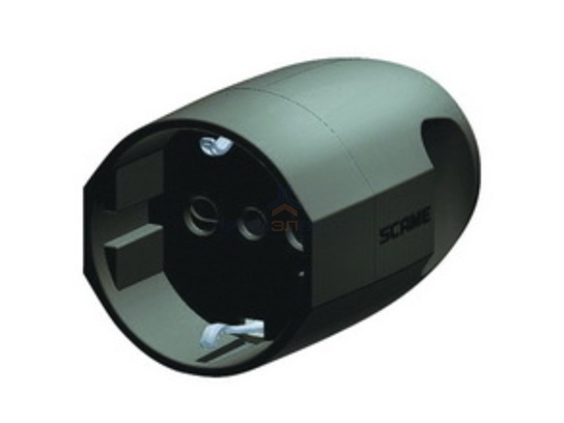 Розетка DKC 16А 2P+E 230В с центральным вводом кабеля черная