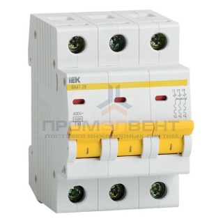 Автоматический выключатель ВА47-29 3Р 2А 4,5кА характеристика D ИЭК (автомат)