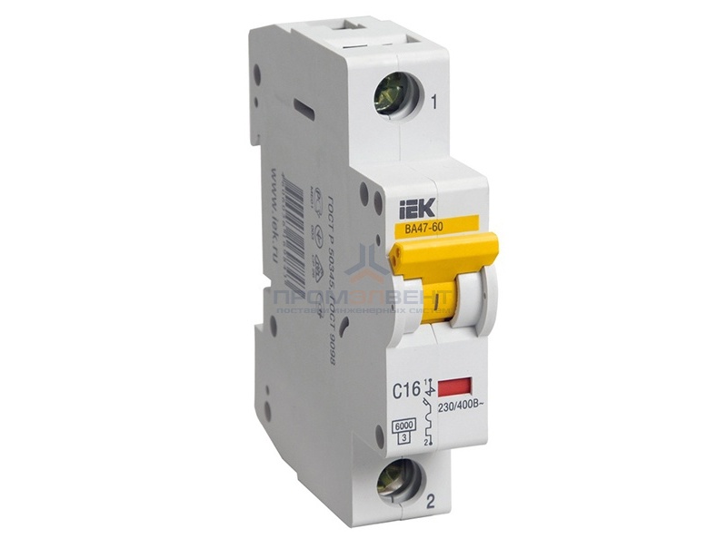 Автоматический выключатель ВА 47-60 1Р 63А 6 кА характеристика С ИЭК (автомат)