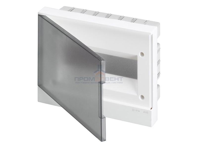 ABB Basic E Бокс в нишу 12М серая прозрачная дверь (c клеммами)