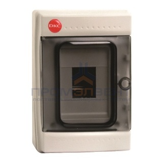 Щиток настенный DKC на 4 модуля IP65 серый с прозрачной дверцей