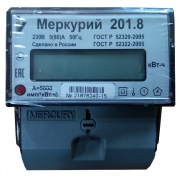 Электросчетчик Меркурий 201.8  5-80А/220В кл.т.1,0 однотарифный ЖКИ